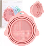 Foldable Silicone Makeup Brush Cleaner Bowl - Etercycle Portable Cleaning Tool for Brushes, Powder Puffs, and Sponges (Pink)