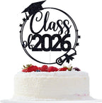 Class of 2026 Cake Topper, Congrats Grad Cake Decorations, So Pround of You, 2026 High School/College/University Graduation Party Decorations (Black)