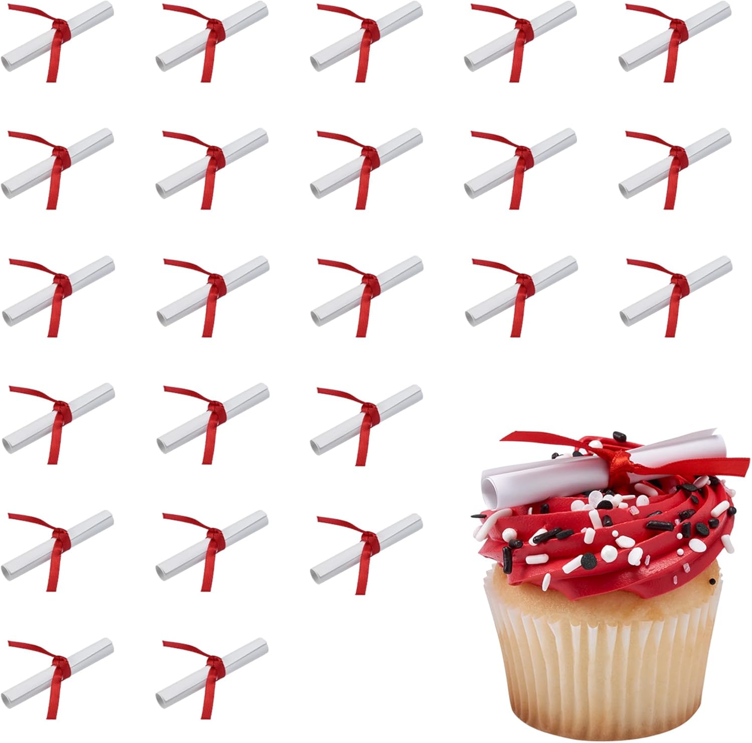 DecoPac Graduation Cake Topper | 24 Pack | Paper Diploma Cupcake Decoration For Graduations and Celebrations, Food Safe - 24 Pack