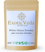 Exotic Veda White Onion Powder 100g (3.53oz) | Pure & Natural | Non-GMO, Vegan, Gluten-Free | No Preservatives | Dehydrated Onion Powder for Cooking, Seasoning, Soups, Sauces, Curries, Dips & Spice Blends