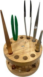 Wooden Tweezer Stand (Round) : Wood Holder Tweezers Storage Tool (290)