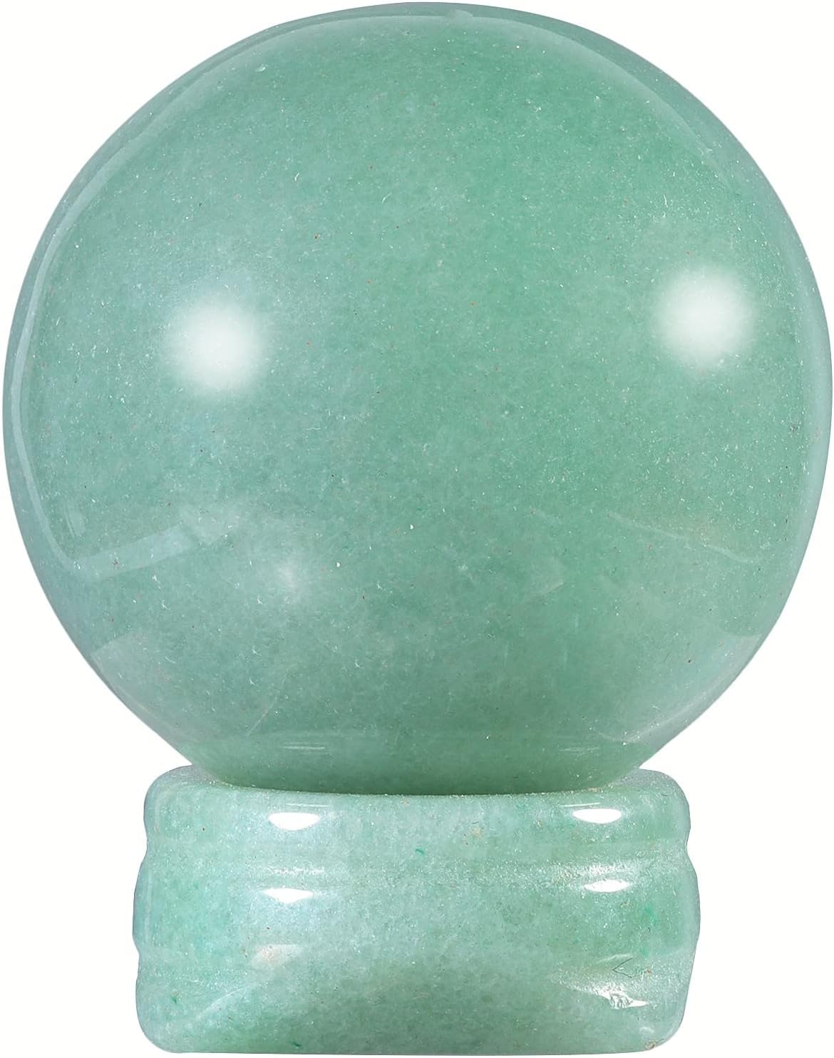 Nupuyai Healing Natural Green Aventurine Quartz Crystal Sphere Ball Decor for Home Office Polished Energy Stone Sphere with Crystal Stand (1.6")
