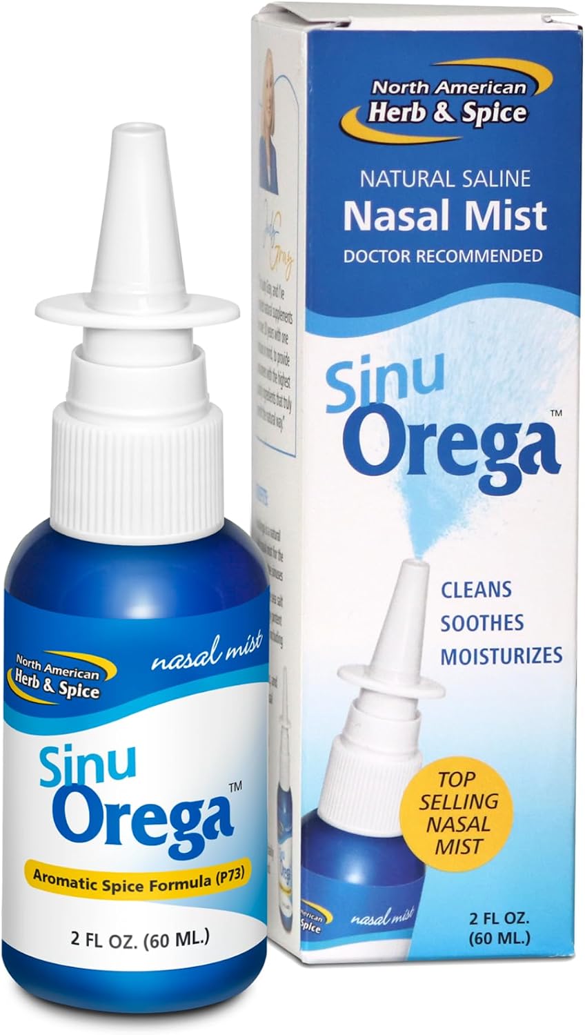 NORTH AMERICAN HERB & SPICE SinuOrega - 2 fl. oz. - All-Natural Nasal Spray - Oregano Oil & Sage to Support Healthy Sinus Response - Non-GMO, Alcohol Free, No Chemical or Synthetic Additives
