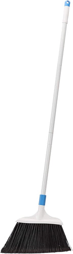 Amazon Basics Heavy-Duty Floor Cleaning Broom with Stiff Bristles, Sturdy 3-Piece Handle, Easy to Assemble, Indoor Outdoor Use for Driveways and Sidewalks, Blue and White