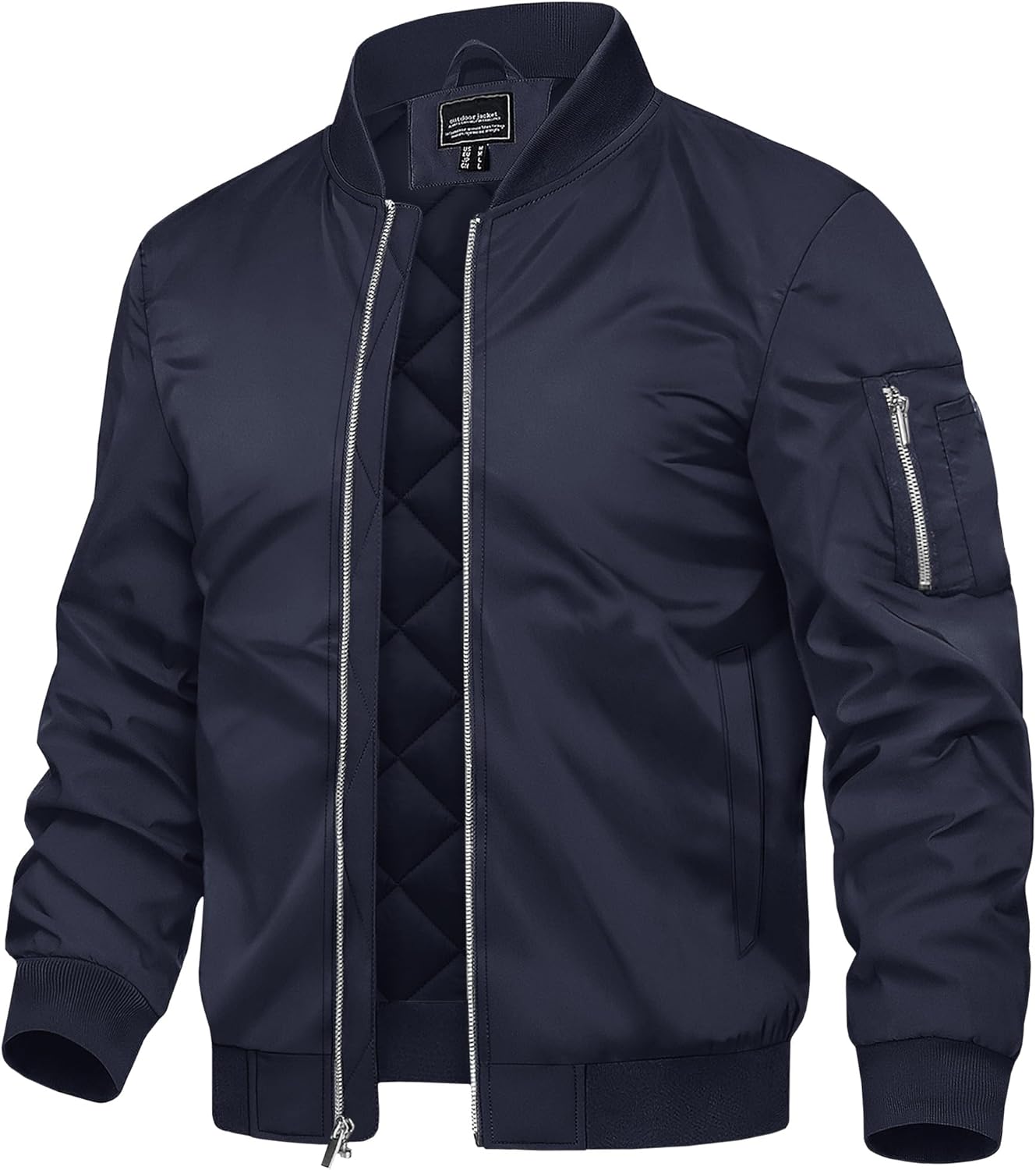TACVASEN Men's Bomber Jackets Thermal Quilted Jacket Water Resistant Warm Winter Coats