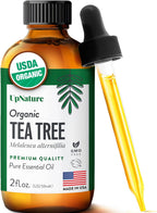 UpNature Tea Tree Oil - 100% Pure USDA Certified Organic Tea Tree Essential Oils for Skin, Hair, Toenail, Body and Scalp (2oz)