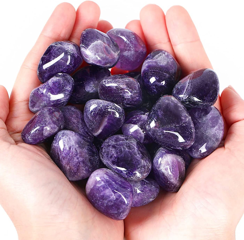 DUQGUHO Amethyst Healing Crystals Stones Set Natural Bulk Crystals Tumbled Polished Irregular Crystal Stones Bulk Rocks 0.45 lbs