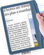 Rechargeable 5X Magnifying Glass for Reading, Large Bright Full Page Magnifier with Light, Handheld LED Dimmable Lighted, Lightweight Book Magnifier for Reading Small Prints Seniors - Blue
