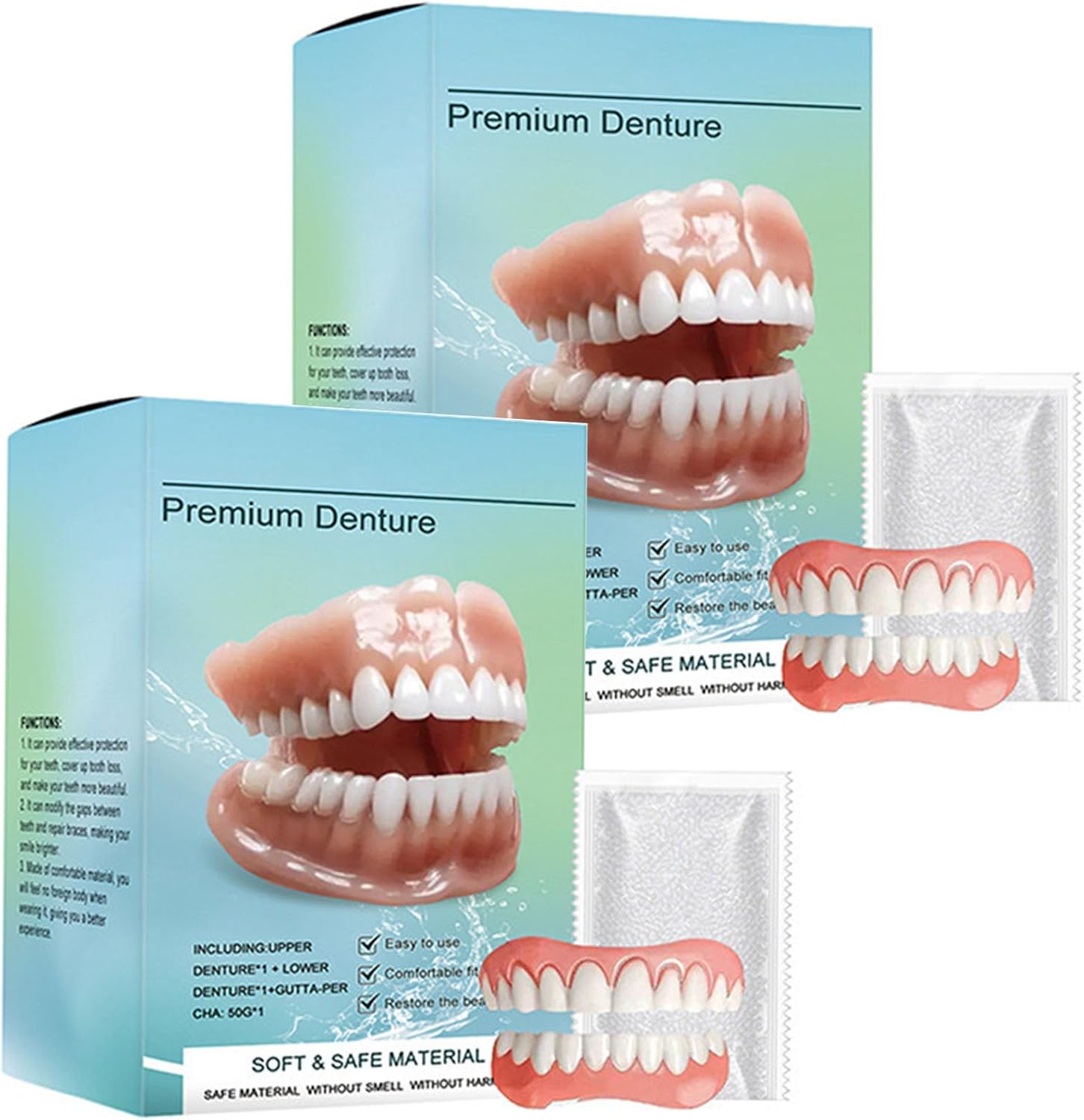 Silicone Full Denture Set, Moldable Dentures, Premium Dentures, Silicone Reline Denture Set, Denture Silicone Reline Kit (2)