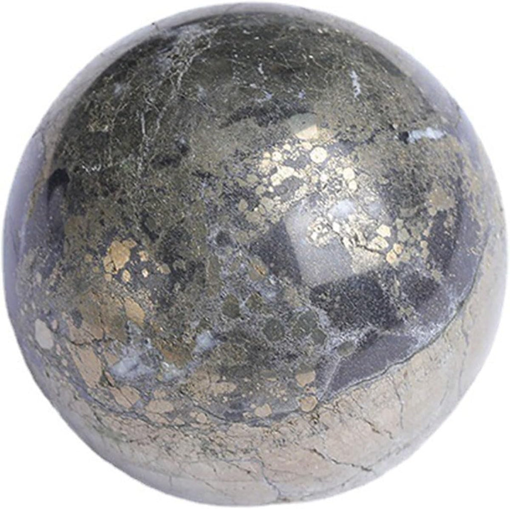 Natural Pyrite Crystal Sphere 1.6" (40mm) - Healing Gemstone Ball for Meditation, Feng Shui, Home Office Decor | Witchcraft Divination Crystal