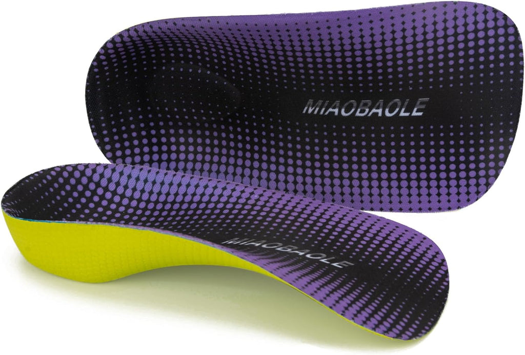Arch Support Inserts, 3/4 Orthotics Shoe Insoles- Orthotic Insoles for Women Men, Plantar Fasciitis Relief for Heel Pain, Heel Spurs, Flat Feet, Purple (L: Men 6.5-8.5/Women 7.5-9.5)