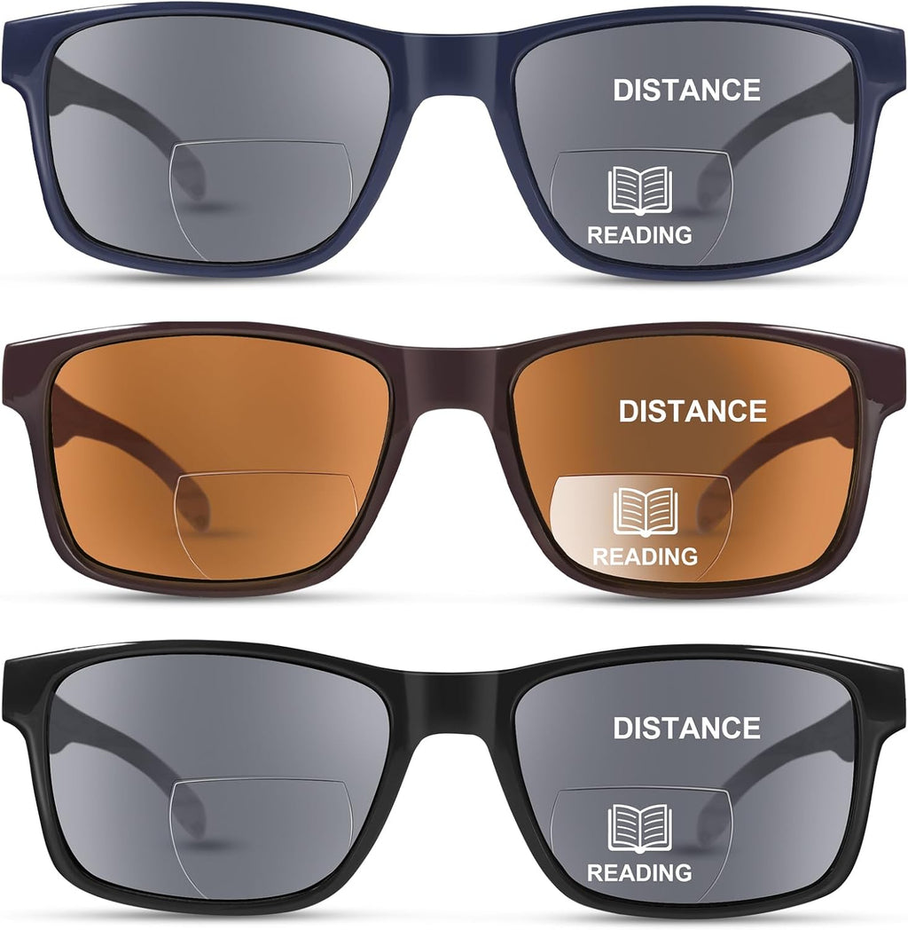 LADEESSE 3 Pack Bifocal Reading Sunglasses For Men/Women - Fashion UV400 Sunglasses With Readers Built In Sun Outdoor Protection（2.5）