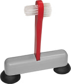 Rehabilitation Advantage Denture Scrub Brush & Suction Cup Holder,Red/Gray