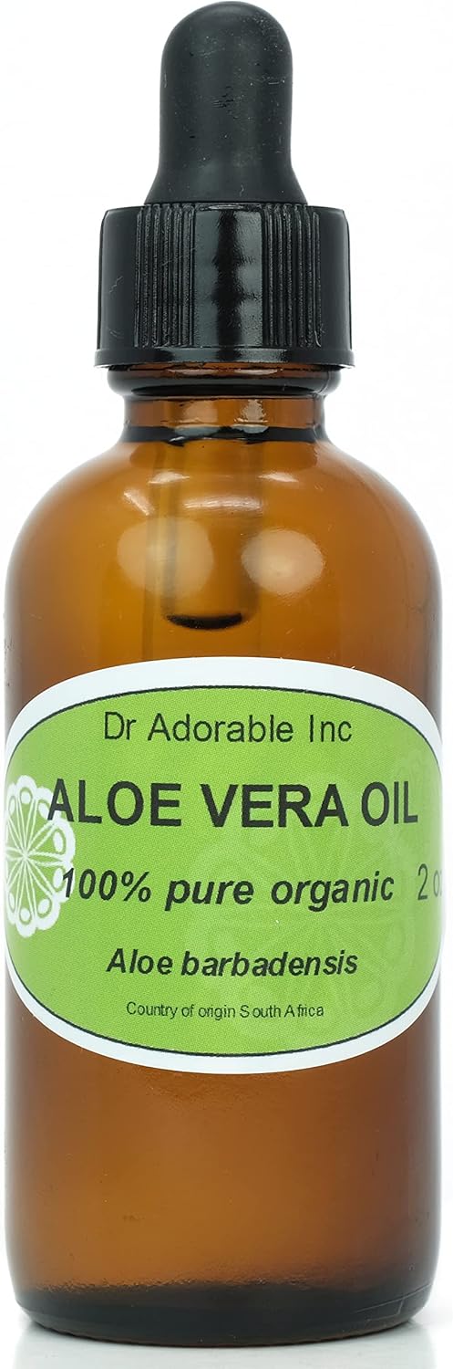 Dr Adorable - Aloe Vera Oil - Pure Natural - 2 oz Amber Glass Bottle with Glass Dropper