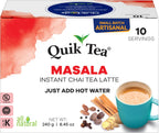 QuikTea Instant Masala Chai Tea Latte – 10 Count, Classic Latte with a Hearty Mix of Traditional Chai Spices, Low Caffeine, No Artificial Colors, Flavors or Preservatives – Just Add Hot Water, Non-GMO