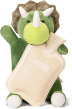HomeTop Premium Classic Rubber Hot and Cold Water Bottle with Cute Stuffed Triceratops Cover