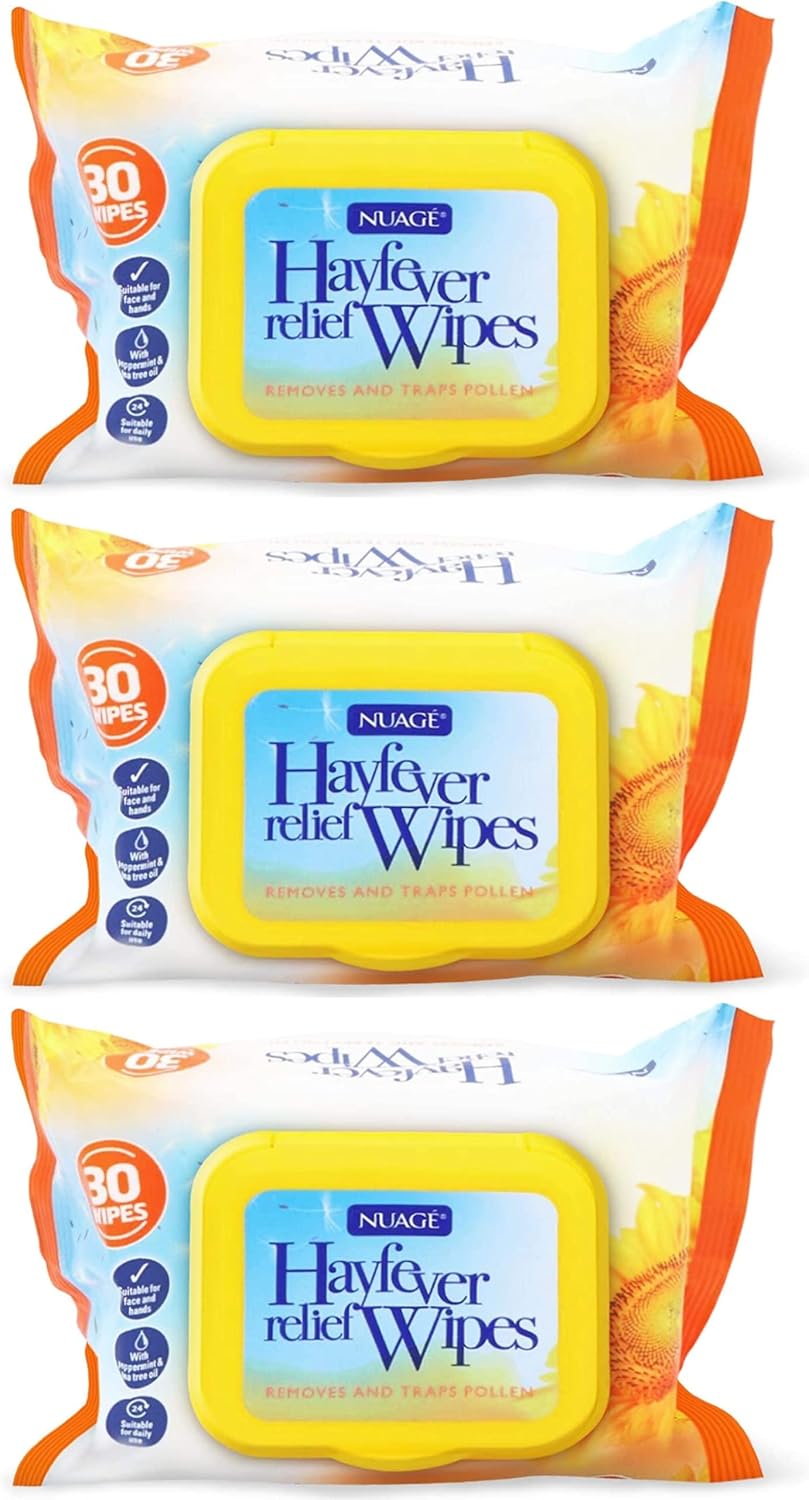 3 Pack Nuage Hayfever Allergy Relief Wipes 30 Wipes (Total 90 Wipes)