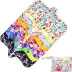 Reusable Menstrual Pads - Bamboo Charcoal Menstrual Heavy Incontinence Pads |Sanitary Pads - Pack of 5, 1 Cloth Mini Wet Bag