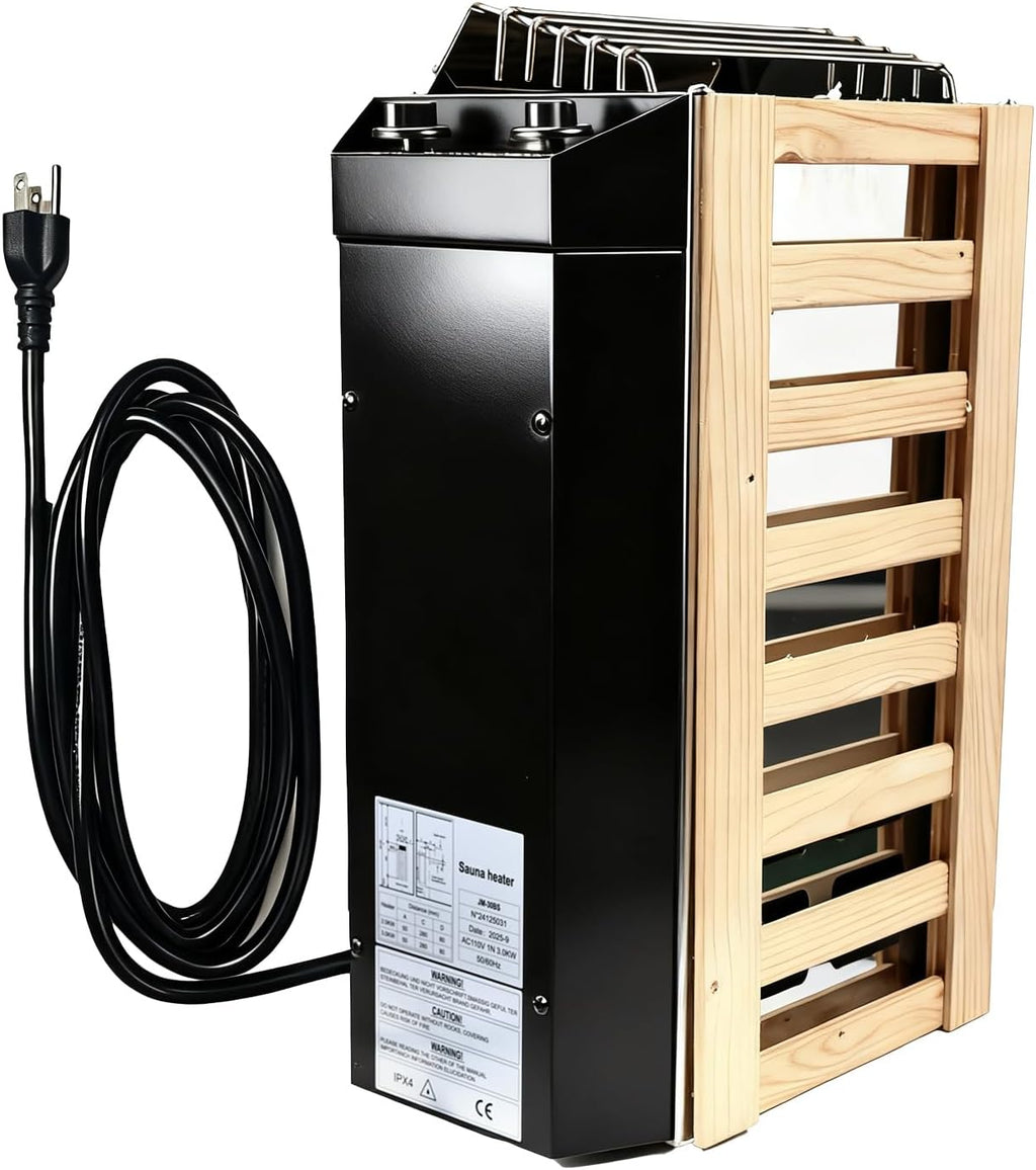 3KW Sauna Heater 110V Plug in Portable Electric Sauna Stove with Timer, Stainless Steel Plug and Play Heater for 100-140 cu.ft Indoor Home Dry Sauna Room, Fast Heating Sauna Heater