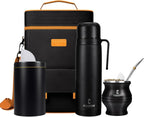 Complete Mate Kit- Modern Mate Gourd, Matero, Yerbero, Thermal Flask, Bombilla and Cleaning Brush Included - Premium Quality 304 18/8 Stainless Steel Yerba Cup Set