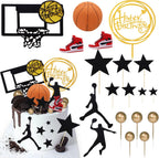 Basketball Cake Toppers 17pcs Basketball Star Themed Cake Decorations for Boy Sport Cake Topper Party Decorations Supplies