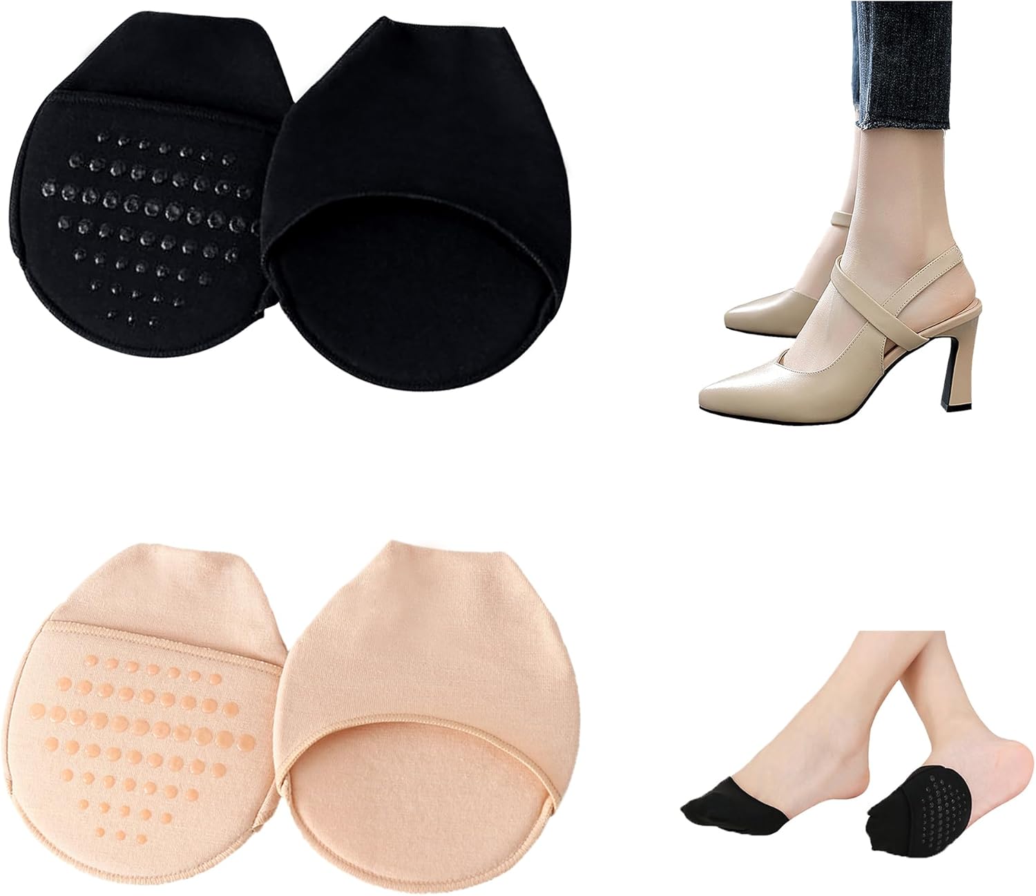 SooGree Ball of Foot Cushion Socks Seamless Toe Topper Socks Half Forefoot Socks Non-Slip Pain Relief Toe Half Socks