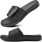 ONCAI Mens Sandals, Arch Support Sport Slides Open Toe Adjustable Straps Orthotic Cushioned Footbed for Plantar Fasciitis Rubber Soles Size 7.5-15