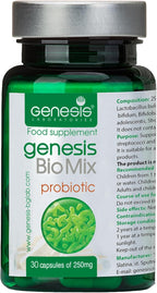 Genesis Biomix Probiotic with Lactobacillus and Bifidobacterium Strains May Support Gut Helth, Digestion, Immune System 240 Mg per Capsule 30 caps
