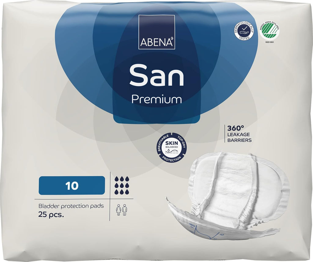 Abena San Premium Incontinence Pads, Heavy Absorbency, (Sizes 8 to 11), Size 10, 25 Count