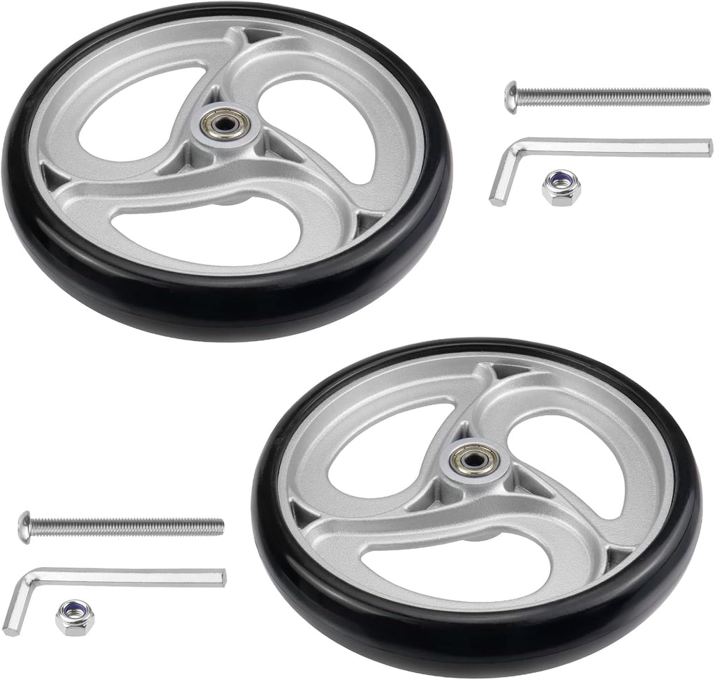 Semetall 8" Walker Wheels, 2PCS Anti-Slip Rubber Replacement Wheels for Rollators, Wheelchairs & Strollers