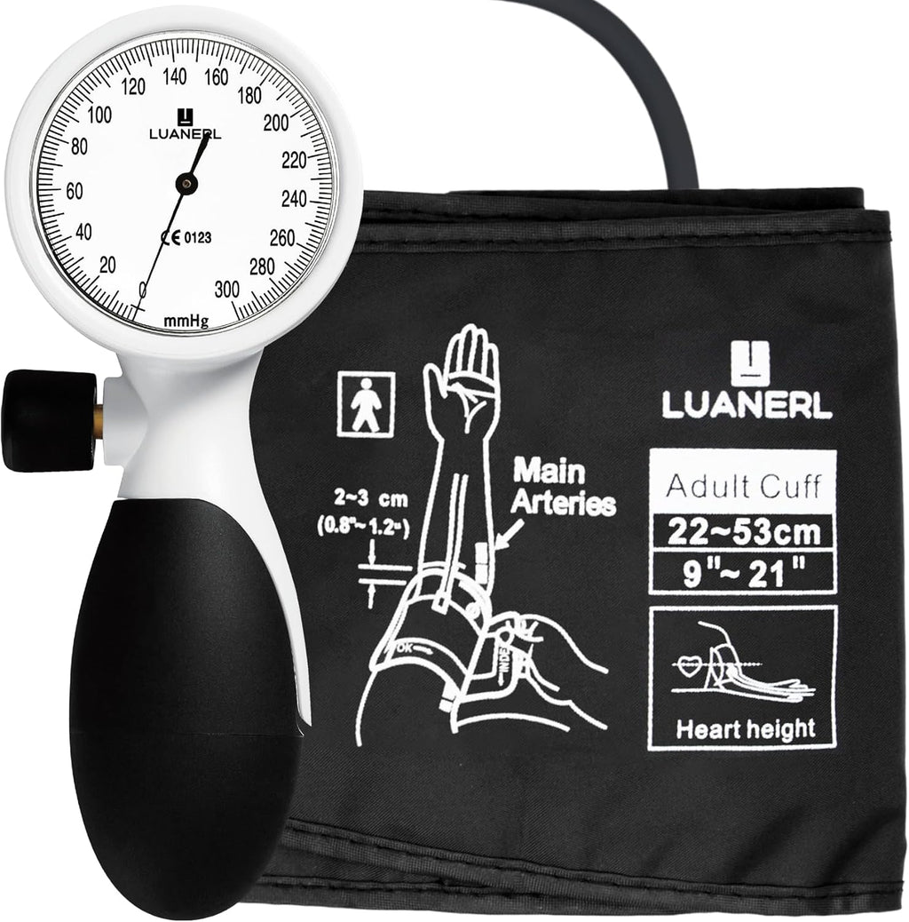 Manual Blood Pressure Cuff Adult 9”-21” Inches (22-53CM) (Large/XL)- Aneroid Sphygmomanometer -Extra Large with Integrated Bulb, Dial and Air Valve, Comfort Cuff | for Clinical or Home Use