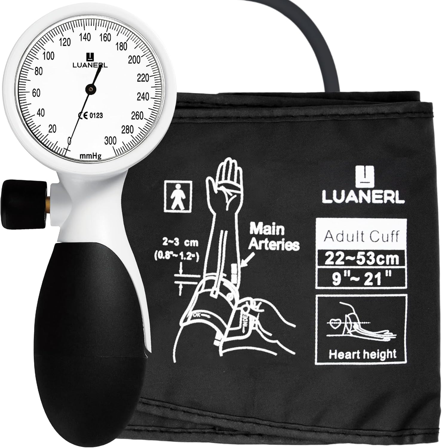 Manual Blood Pressure Cuff Adult 9”-21” Inches (22-53CM) (Large/XL)- Aneroid Sphygmomanometer -Extra Large with Integrated Bulb, Dial and Air Valve, Comfort Cuff | for Clinical or Home Use