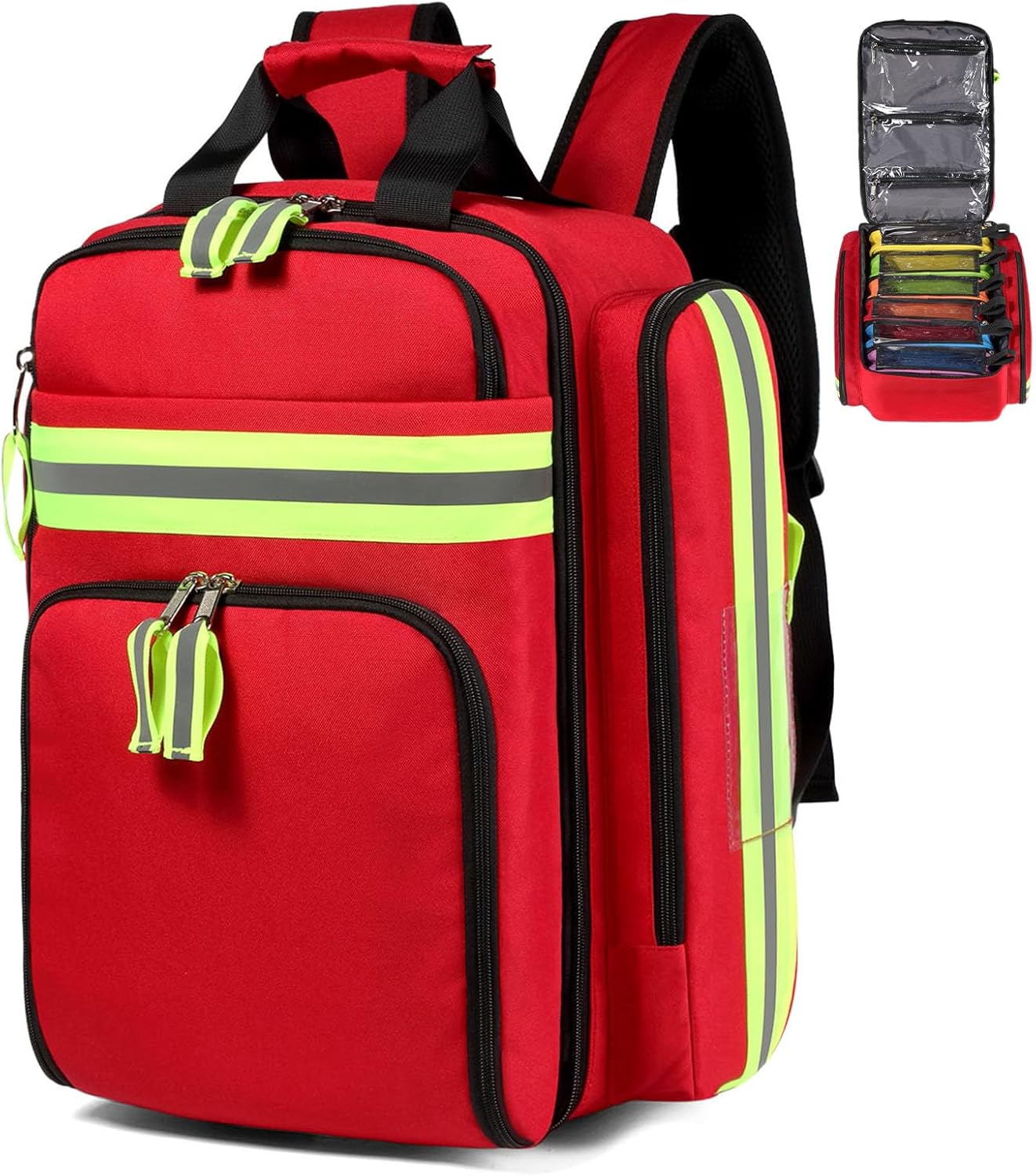 Gatycallaty First Aid Backpack - Medical Evacuation Bag - Red Emergency Lifeguard Bag for Ems Emt First Responder Trauma (Red)
