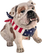 Blue Sky Clayworks Stars & Stripes Bulldog Cookie Jar, Ceramic, 8.5-Inch Height, Patriotic Kitchen Buddy