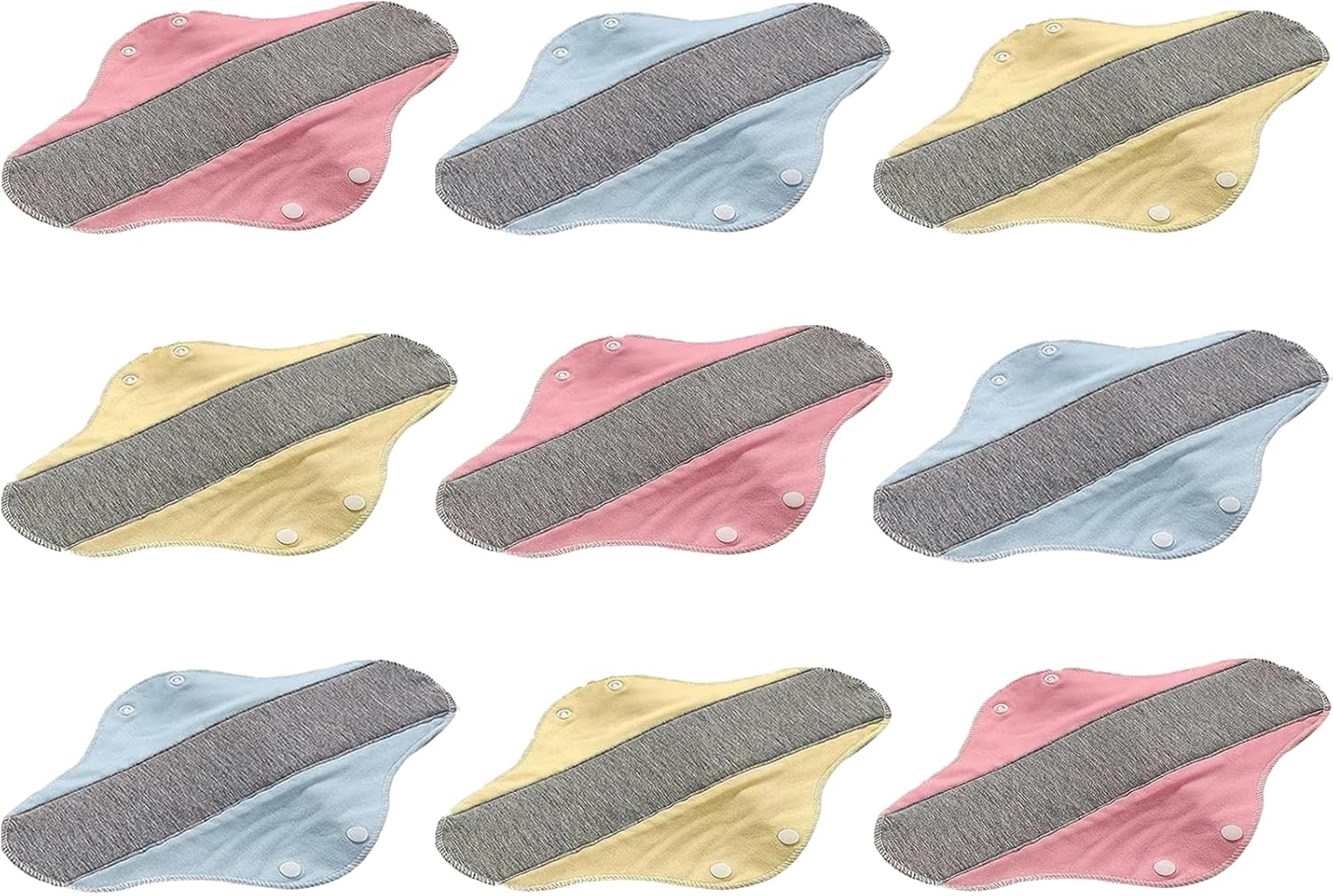 Reusable Cloth Period Pads for Women - 6 Pack Heavy Flow Absorbent with Leak-Proof Layer, Washable Menstrual Pads with Wings, Soft Breathable Cotton Liners for Day & Night Use (Multicolor)
