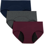INNERSY Period Underwear for Women Teens Leak-Proof Menstrual Cotton Protective Hipster Panties 3-Pack