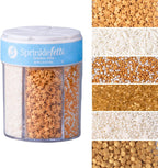 Sweets Indeed Sprinkles 6 Cell Edible Sprinkle Mix Jimmies Perfect for Cake Decorations Baking Ice Cream Cookies Cupcake Topper (Gold)