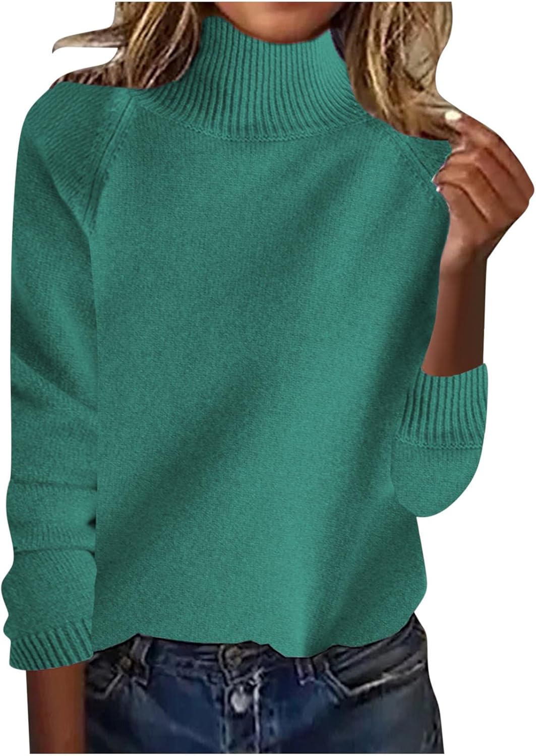 Women Fall Sweaters Long Sleeve Turtleneck Cotton Pullover Loose Fit Tops Casual Solid Jumper Fashion Comfy Clothes