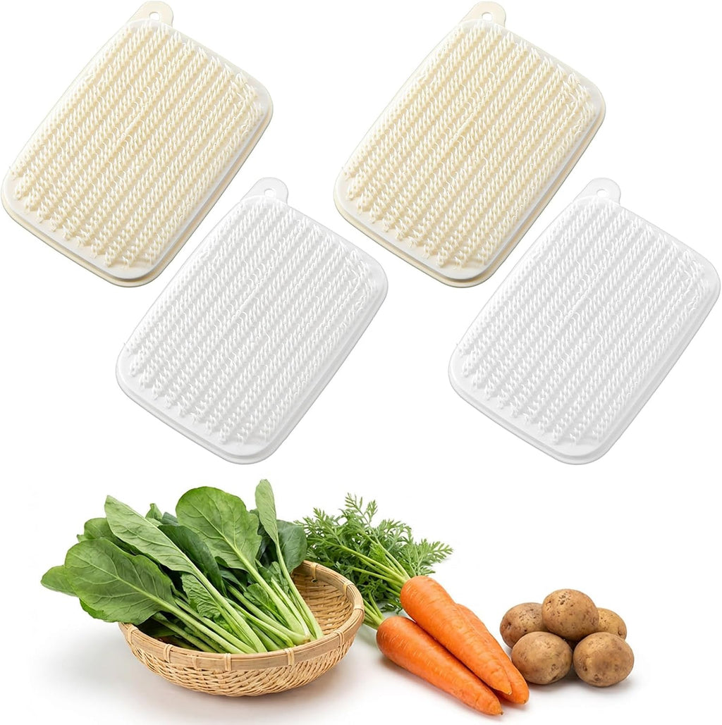 Vegetable Cleaning Brush 4 Pcs Potato Scrubber Brushes for Fruits and Vegetables, Soft Bristle Veggie Brush Silicone Reusable Cleaning Tools for Potatoes, Carrots, and Lotus Root