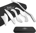 5 in 1 Stainless Steel Gua Sha Muscle Scraper Tools Set, Scraping Tools Kit for Physical Therapy, IASTM Tools, Guasha Tools for Deep Tissue Massage with Storage Bag