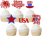 24 Pack Independence Day Cupcake Toppers 4th of July Cupcake Picks USA National Day Cake Decorations for Independence Day Theme USA Patriotic Party Supplies