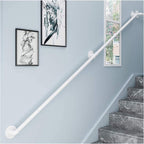 Outdoor Grab Rails for Stairs, Stair Handrail Banister Rail Support Kit Staircase Railing Brackets Metal Wrought Iron Grab Bar Elderly Children Interior and Exterior, White (Size : 30cm (1ft))