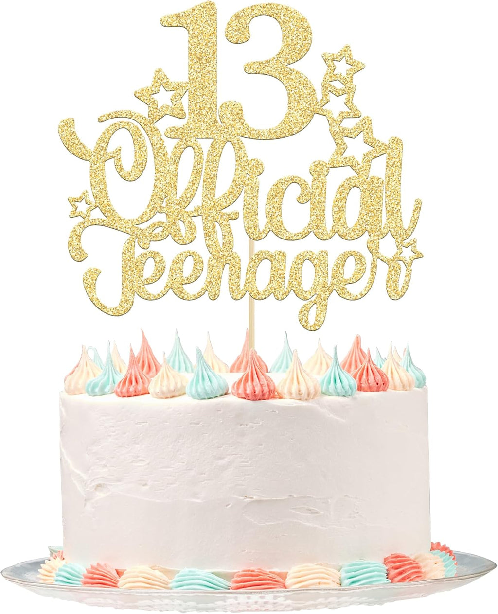 Ephlyn 1 Pack 13 Official Teenager Cake Topper Glitter Number 13 Cheers to 13 Cake Topper 13th Birthday Cake Pick Decorations for Teen 13th Birthday Party Decorations Supplies Gold