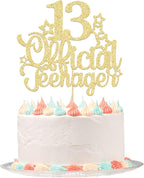 Ephlyn 1 Pack 13 Official Teenager Cake Topper Glitter Number 13 Cheers to 13 Cake Topper 13th Birthday Cake Pick Decorations for Teen 13th Birthday Party Decorations Supplies Gold