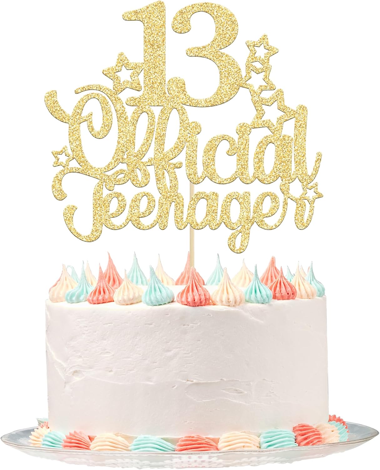 Ephlyn 1 Pack 13 Official Teenager Cake Topper Glitter Number 13 Cheers to 13 Cake Topper 13th Birthday Cake Pick Decorations for Teen 13th Birthday Party Decorations Supplies Gold