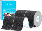 OK TAPE PRO Kinesiology Tape, 2inch x Long Roll 16ft Free Cut Tape, Elastic Athletic Tape Therapeutic Latex Free, 2 Rolls Black+Black