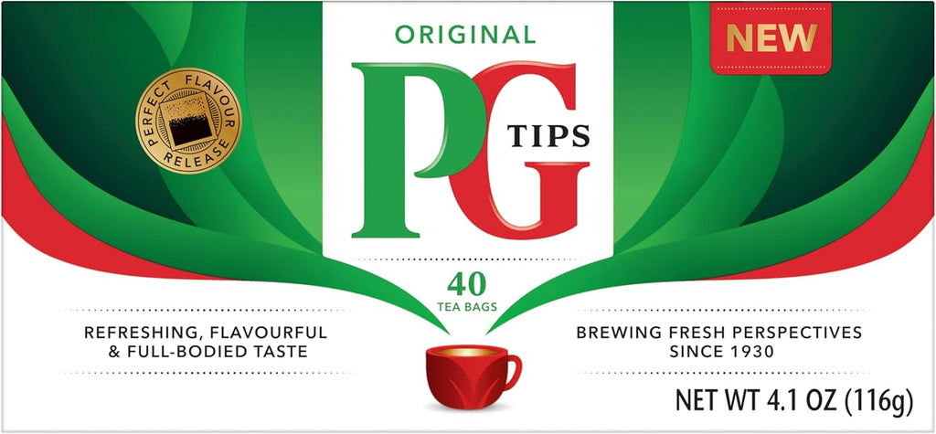 PG Tips Premium Black Tea Bags Non-Pyramid, 40 Count (Pack of 1)