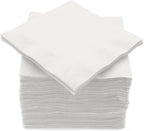 100 Pack White Beverage Napkins, Big Party Pack, 2 Ply, Ideal for Wedding, Party, Birthday, Dinner, Lunch, Cocktails. (5” x 5”) by Amcrate