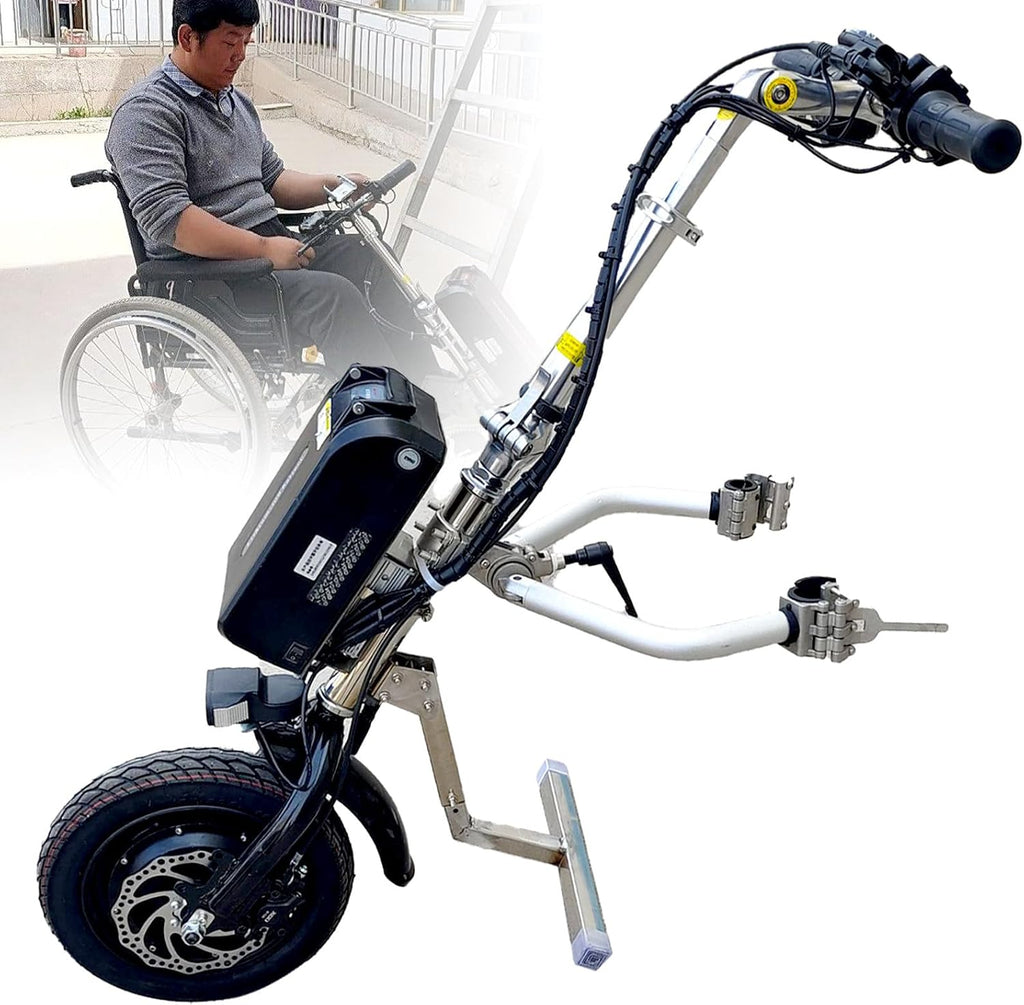 500W Wheelchair Pull Device, Electric Handcycle Wheelchair Attachment, with 3 Speeds Adjustable, 48v 17ah Battery, Range 70km Wheelchair Motor Attachment A