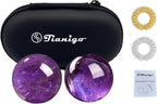 Baoding Balls 1.4”inch Amethyst Crystal Chinese Healthy Massage Balls for Hands Therapy Stress Relief Hand Exercise Balls Purple Quartz Healing Stress Balls No Chime